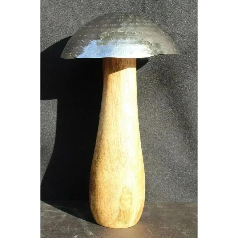 Large MCM Decorative Wood Metal Top Mushrooms Farmhouse Easter Decor Figurine